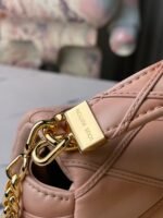 Bare Pink Full Leather Ling Grid Chain Bag Series GO-14 Teist Medium Handbag - Image 6