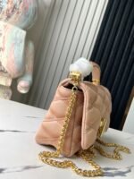 Bare Pink Full Leather Ling Grid Chain Bag Series GO-14 Teist Medium Handbag - Image 3