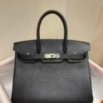 Birkin Platinum 30 Black Silver Buckle (TOGO Leather)