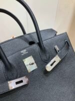 Birkin Platinum 30 Black Silver Buckle (TOGO Leather) - Image 6