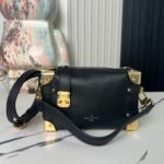 Black Full Leather Soft Box Series Side Trunk Small Handbag