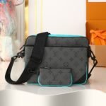 Blue Silver Flower Men's 3-Piece Postman Bag Series TRIO Postman Bag