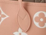 Pink Silk Screen Full Leather Embossed Shopping Bag Series Neverfull Medium Handbag - Image 4