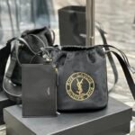 RIVE GAUCHE  Embroidery with Cowhide Drawstring Bucket Bag