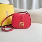 Small purple redFENDI black leather material small shoulder bag