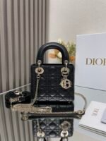 Dior classic Daifei Lady three grid black lambskinMode