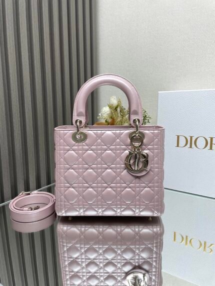 Top Original【 Lady Dior My ABC 】 "Pearl Powder"/Five grid sheepskin/