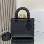 [Lady Dio. r My ABC] "Matte Black Leather"/Five grid cowhide/