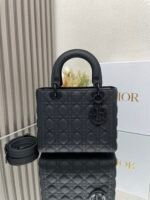 [Lady Dio. r My ABC] "Matte Black Leather"/Five grid cowhide/