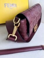 Wine RedBaguette handbag leather handbag - Image 4