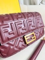Wine RedBaguette handbag leather handbag - Image 2