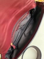 Wine RedBaguette handbag leather handbag - Image 8