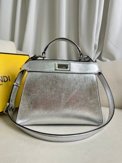 Silver MediumPeekaboo Iseeu leather handbag