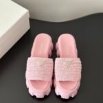 Prad * 24/New Retro Thick Bottom Roman Straw Weaving Serrated SandalsThe