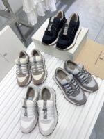 Brunello cucinelli's new patchwork drawstring and beaded chain embellished women's sneakers
