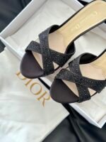 Dior 24/New Pearl Velvet Crystal High Heel SlippersThe - Image 7