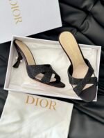Dior 24/New Pearl Velvet Crystal High Heel SlippersThe - Image 8