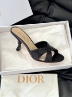 Dior 24/New Pearl Velvet Crystal High Heel SlippersThe - Image 9