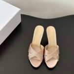 Dior 24/New Pearl Velvet Crystal High Heel SlippersThe