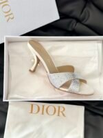 Dior 24/New Pearl Velvet Crystal High Heel SlippersThe - Image 7