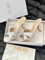 Dior 24/New Pearl Velvet Crystal High Heel SlippersThe - Image 6