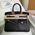 Birkin 25cm Rock Black Swift Silver Buckle Fully Hand sewn