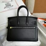 Birkin 25cm Rock Black Swift Silver Buckle Fully Hand sewn - Image 7