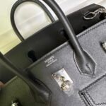 Birkin 25cm Rock Black Swift Silver Buckle Fully Hand sewn - Image 5