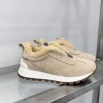 [Brunello cucinelli] New Fall/winter BC women's striped suede casual wool line sneakers - Image 4