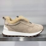 [Brunello cucinelli] New Fall/winter BC women's striped suede casual wool line sneakers - Image 8