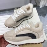 Brenellocucinelli Fall/Winter new women's striped suede casual wool sneakers