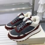 [Brunello cucinelli] New Fall/winter BC women's striped suede casual wool line sneakers
