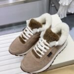 [Brunello cucinelli] New Fall/winter BC women's striped suede casual wool line sneakers