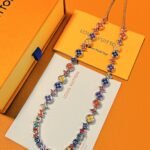 Louis Vuitton letter colored enamel necklace