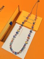 Louis Vuitton letter colored enamel necklace