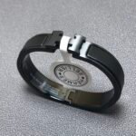 Hermes sand faced black gold enamel bracelet for men and women