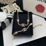 CHANEL CC Pink Diamond Set Necklace ➕ Bracelet