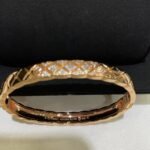 Chanel diamond patterned wide rose gold bracelet with diamonds