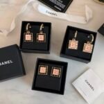 Chanel Double C Middle Square Earrings/Earrings