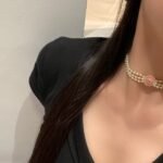 Glass candy powder pearl necklace