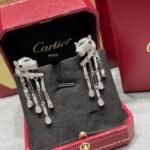 Cartier black agate tassel leopard earrings