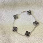 Van Cleef&Arpels Laser Black and White Gold Clover and Five Flowers Bracelet
