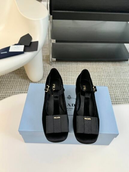 Prada chunky heels and bow Mary Jane shoes