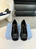 Prada chunky heels and bow Mary Jane shoes